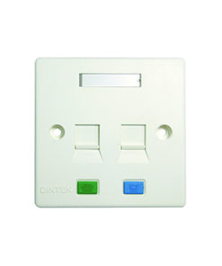 Dintek 2-Port Wall Plate with Shutter