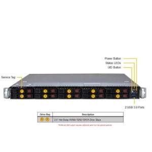 Supermicro 1U Rackmount H13 UP WIO A+ Server